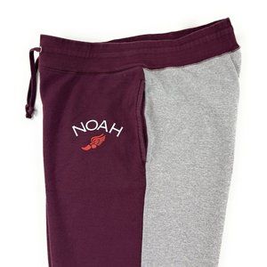 Noah NYC Mens XL Heavyweight Cotton Sweatpants Winged Foot Maroon Gray